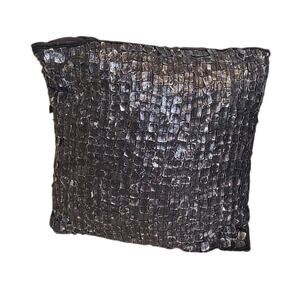 Accent Pillow Shells Iridescent Gray Satin Beaded Beach Boho